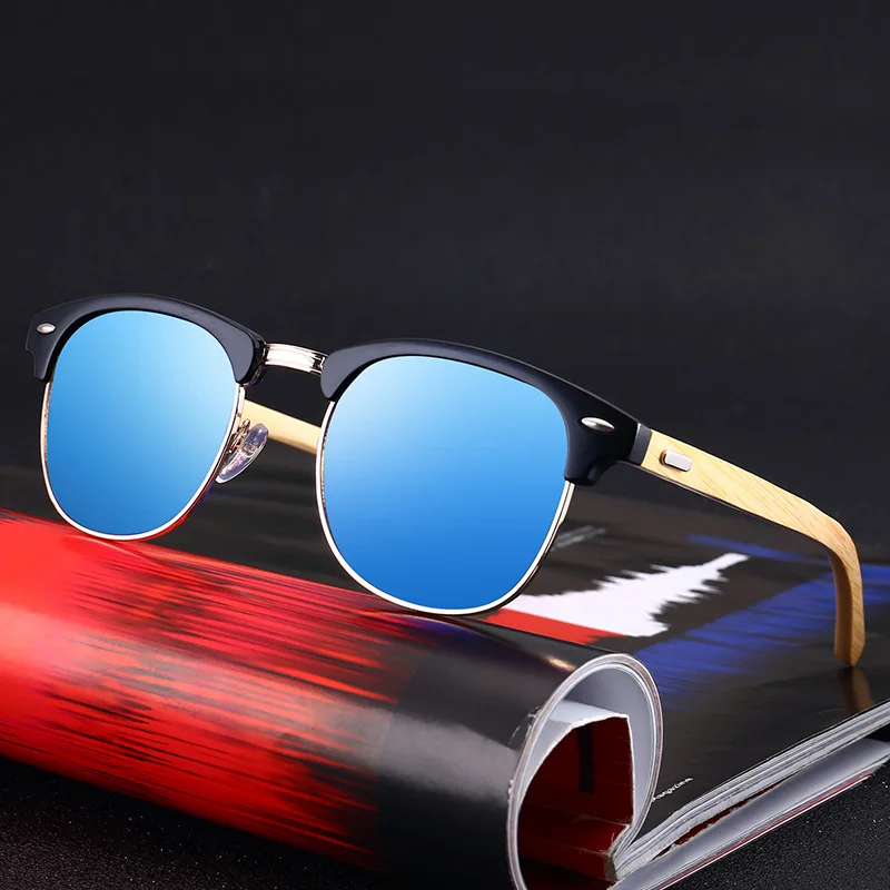 

Men's vintage fashion glasses RB3016 bamboo and wood sunglasses with bamboo legs