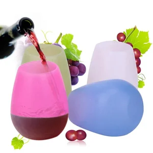 Image of Collapsible bpa free custom wholesale Silicone beer cup Wine Glasses for Camping