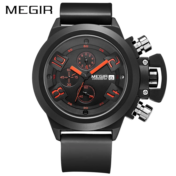 

MEGIR 2002 Hign Quality Men Fashion Casual Waterproof Silicone Sport Quartz Watches Male Wrist Watches Analog Clock Hot