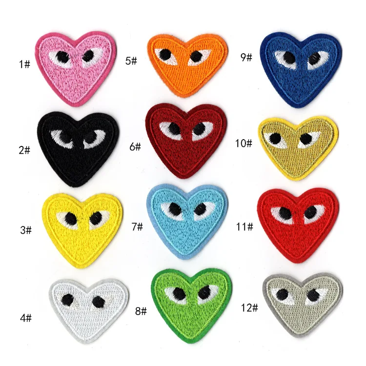 

12 Color Set DIY Clothing Accessories Embroidery Appliques Cartoon Embroidered Iron On Eye Heart Patch