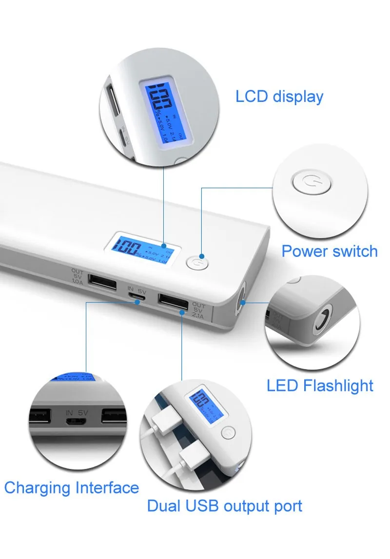 Universal Long Lasting High Capacity Power Bank Led Torch Light