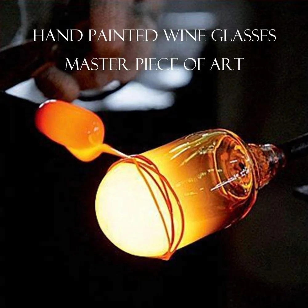 
Hand Made 15 OZ Set of 1 White or Red Wine Glass Unique Wine Gifts Hand Painted Wine Glasses 