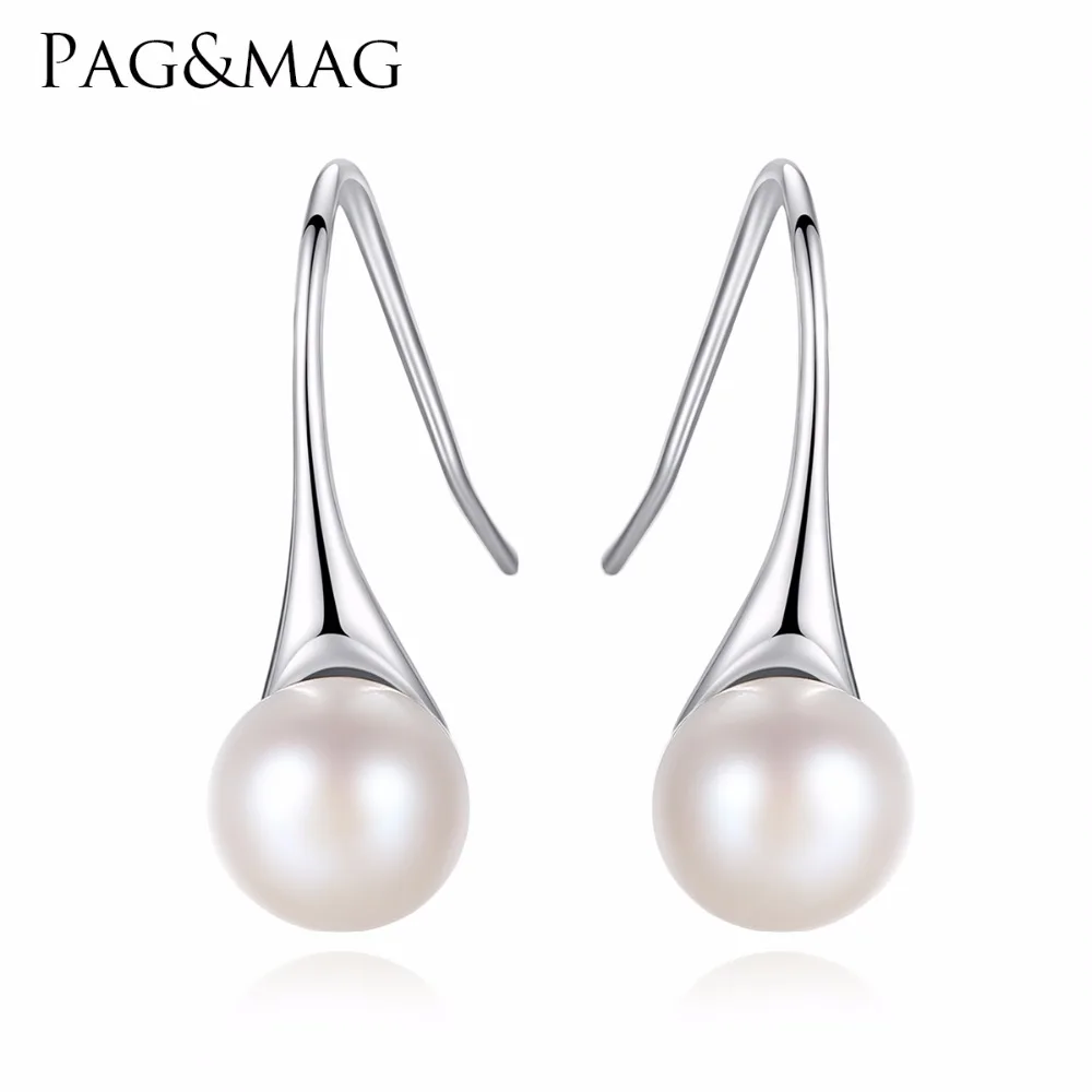 

PAG&MAG Beautiful Sterling Silver Spoon Shape Stud Earring Putting A Fine Natural Pearl For Women Bridal Chandelier Earrings, N/a