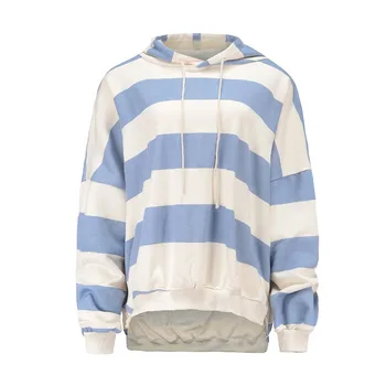 blue hoodie with white stripes