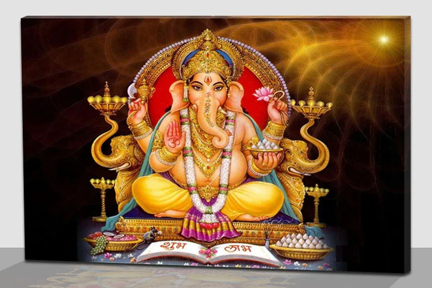 绘画神宗教帆布墙图片led织物印度艺术现代家居酒店咖啡吧办公室需要2