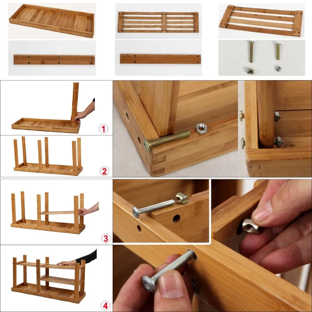 100% Natural Bamboo Home Furniture , Wooden Shoe Shelving Unit 87 X 28 X 45 Cm