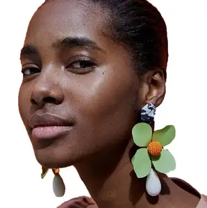 Fashion Bohemian Large Flower Earrings Women Dangle Drop Earrings Boho Jewelry