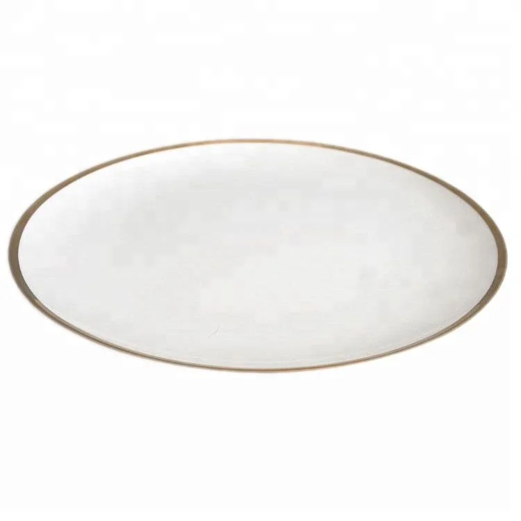 

Top selling high quality  white ceramic pizza plates with gold rim