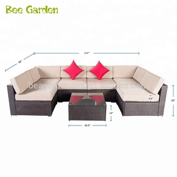 7 Pcs Rooms To Go Outdoor Furniture Rattan Wicker Furniture Sectional Sofa Set With Glass Coffee Table Buy Outdoor Wicker Furniture Sectional