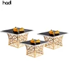 China hadi catering restaurant decorations gold food display stands risers luxury hadi buffet riser stainless