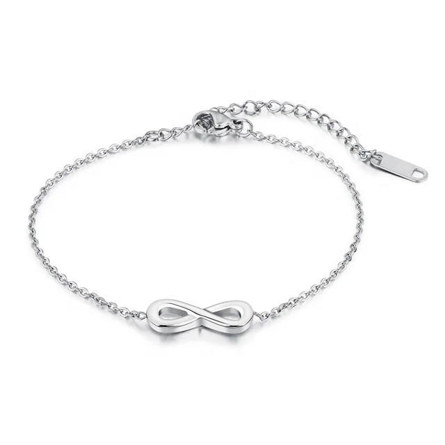 

Number 8 Jewelry Fashion Women 316L Stainless Steel Infinitely Bracelet, White;rose gold