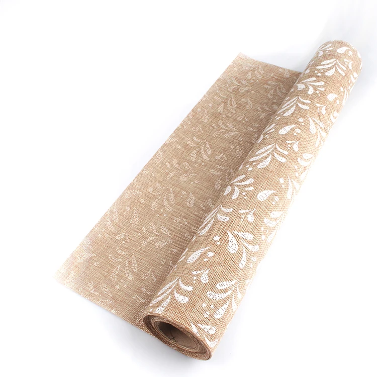Wholesale Cheap Polyester Burlap Fabric Rolls Printed Water Pattern