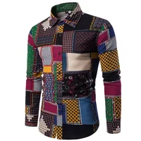 

lx10096a printed men's fashion shirts long sleeve men casual linen shirts