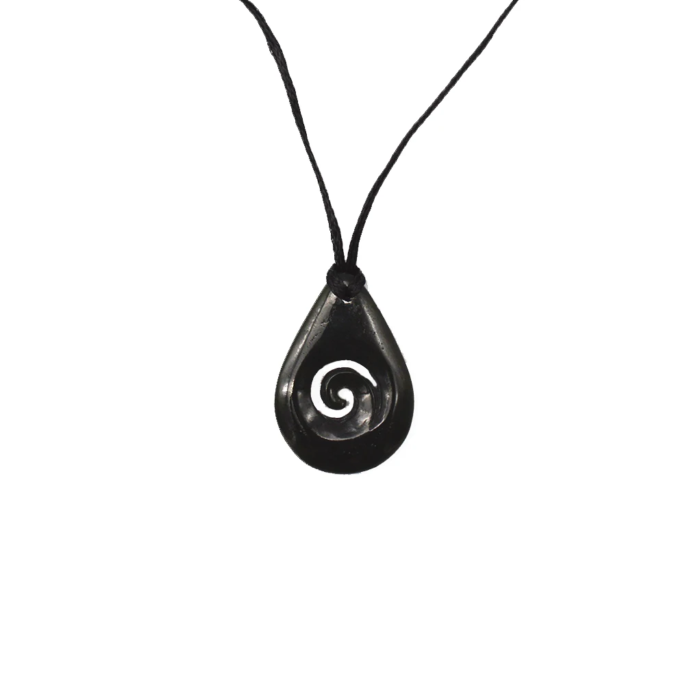 Nephrite Jade Eternity Twist Pendant New Zealand Maori Koru Necklace Carving Art 