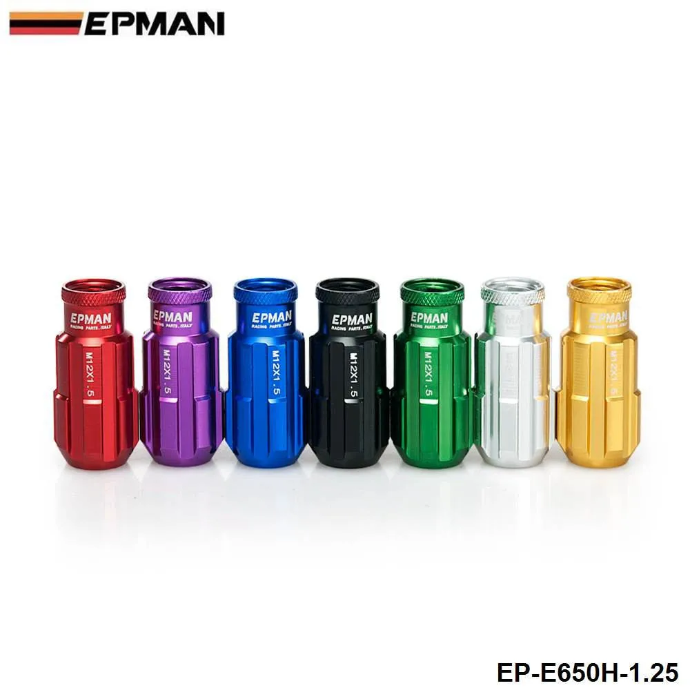 Epman Racing Aluminum Lock Lug Nuts 20pcs 12x1.25 W/key Universal Fit For Nissan Subaru