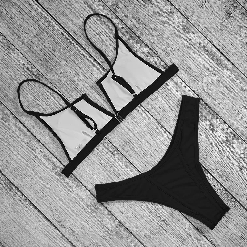 youme 性感比基尼 v领女士泳装女性泳衣推高比基尼套装巴西丁字裤泳衣