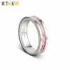 6mm Tungsten Wedding Engagement Band Camouflage Pink Flower Inlay Flat Cut Edge Polished Ring for Women