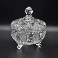 

hot selling wholesale pedestal crystal glass sugar candy bowl/jar with lid