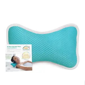 Image of Non-Slip Bath Pillow with Suction Cups, Supports Neck and Shoulders Home Spa Pillows for Bathtub, Hot Tub, Jacuzzi, Bathtub