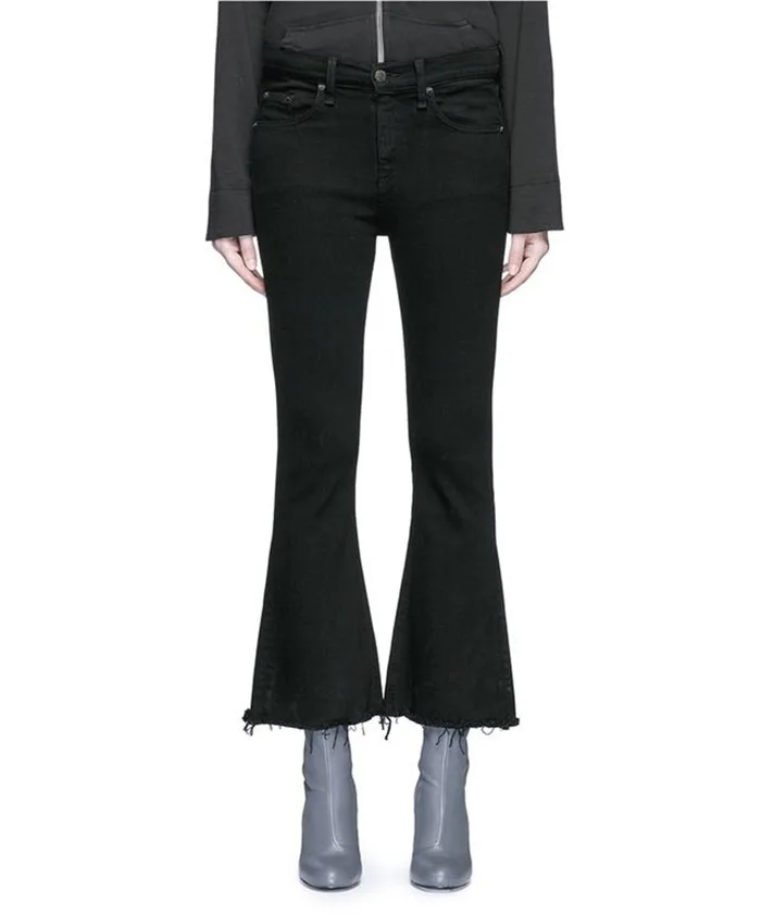 

2019 hot sale new design Slim high-waist and nine-minute flared jeans for ladies