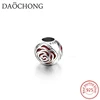 Hot Sale Fashion Cheap Diy Red Flower s925 Sterling Silver Bead