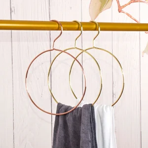 Image of Hole Scarf Shawl Towel Hanger Holder Closet Clothes Rack Home Organiser Clothes Hanger Save Space Durable with Smooth Rose Gold