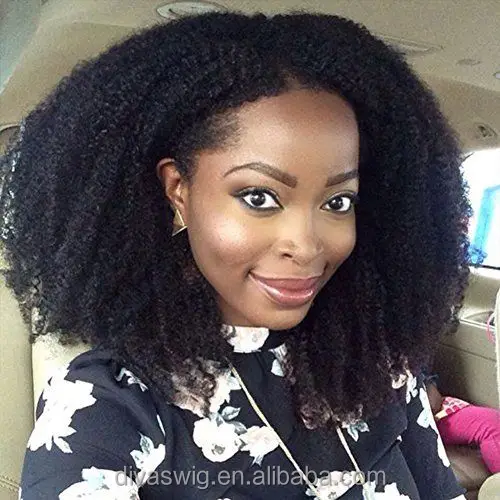 

300% density Human Hair Afro Kinky Curly lace frontal Wig