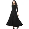 YSMARKET Burgundy Black Vintage Style Long Dresses A Line Pocketed 3/4 Sleeves Tie Neck Maxi Dress Formal Party Clothing E610398