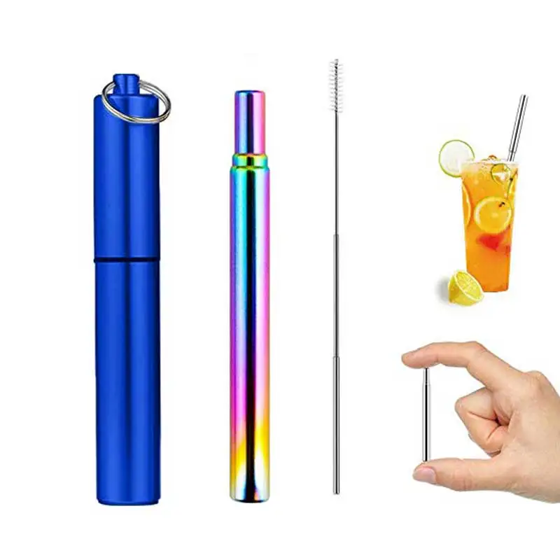 

Telescopic Stainless Steel Straw With Case,Portable Stainless Steel Drinking Straw, Colorful