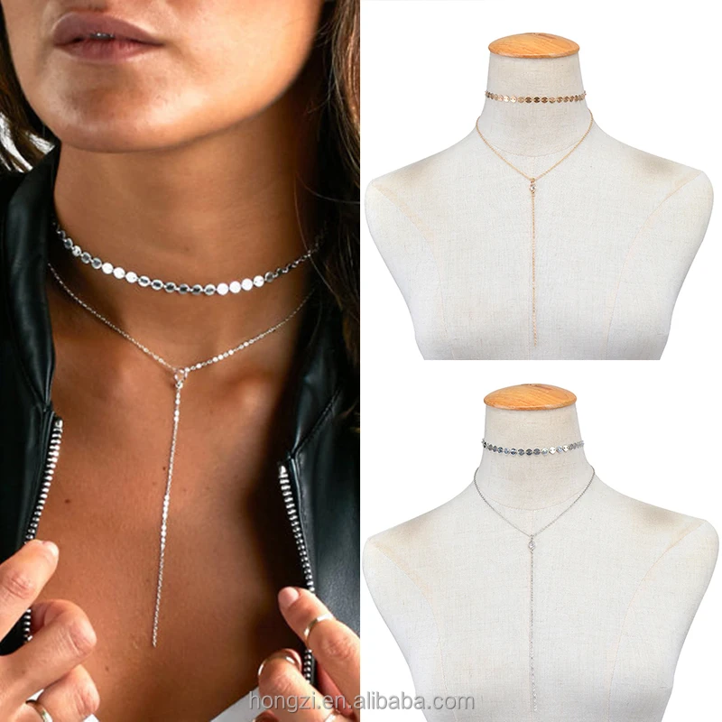 

Hot Sale Fashion Women Crystal Choker Necklace Simple Tassel Chain Collar Gothic Punk Jewelry