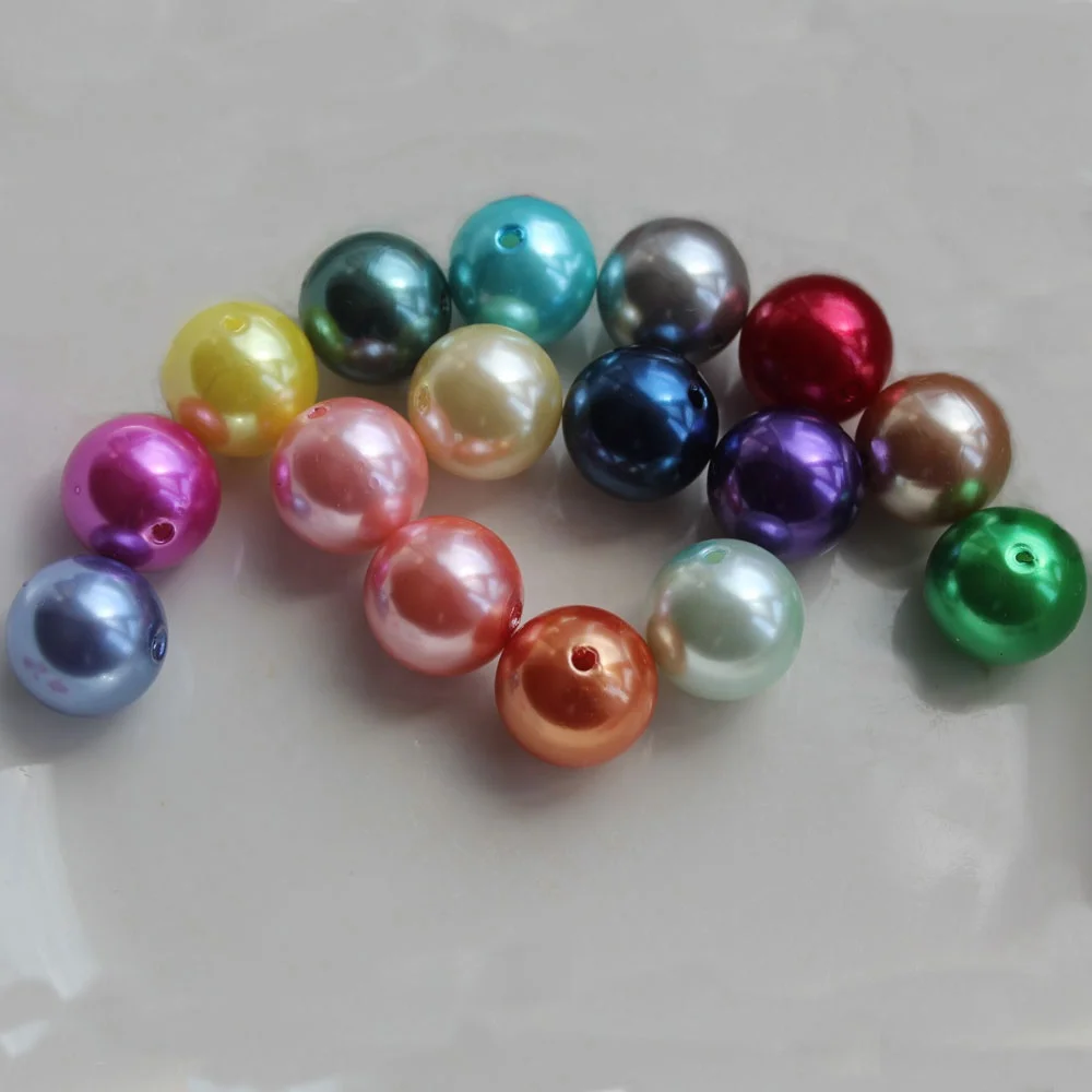 

Wholesale ABS Straight Hole Colorful Imitation Pearls Beads Round Plastic Loose Beads For DIY Jewelry Making, Pearl color