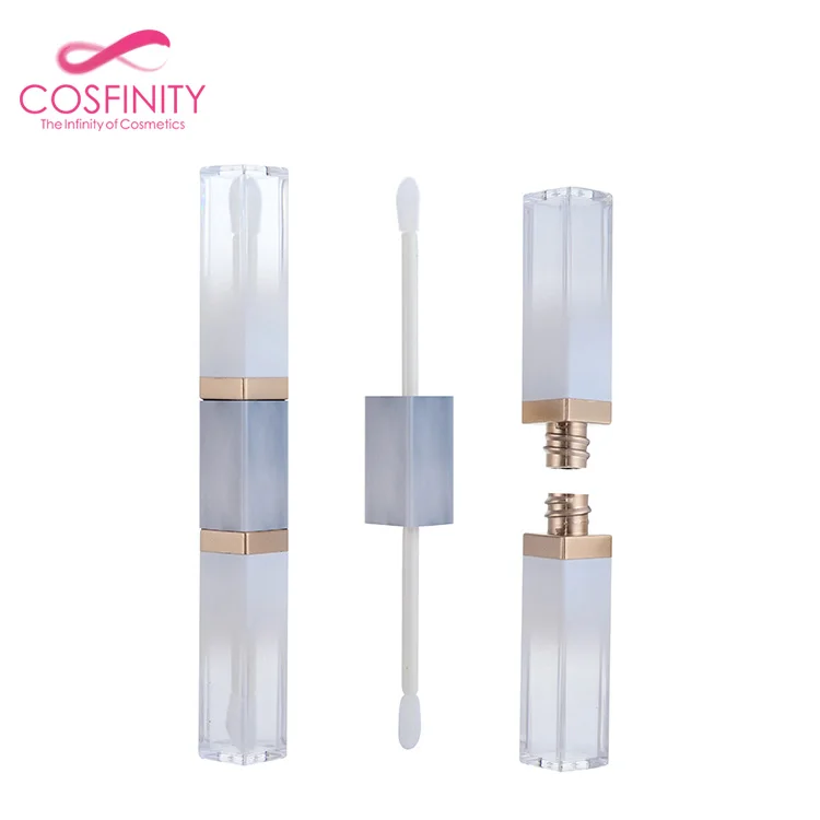 empty gold lip gloss containers double end matt lipgloss tube with brush