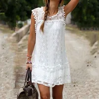 2017newest fashion white lace pretty simple dress