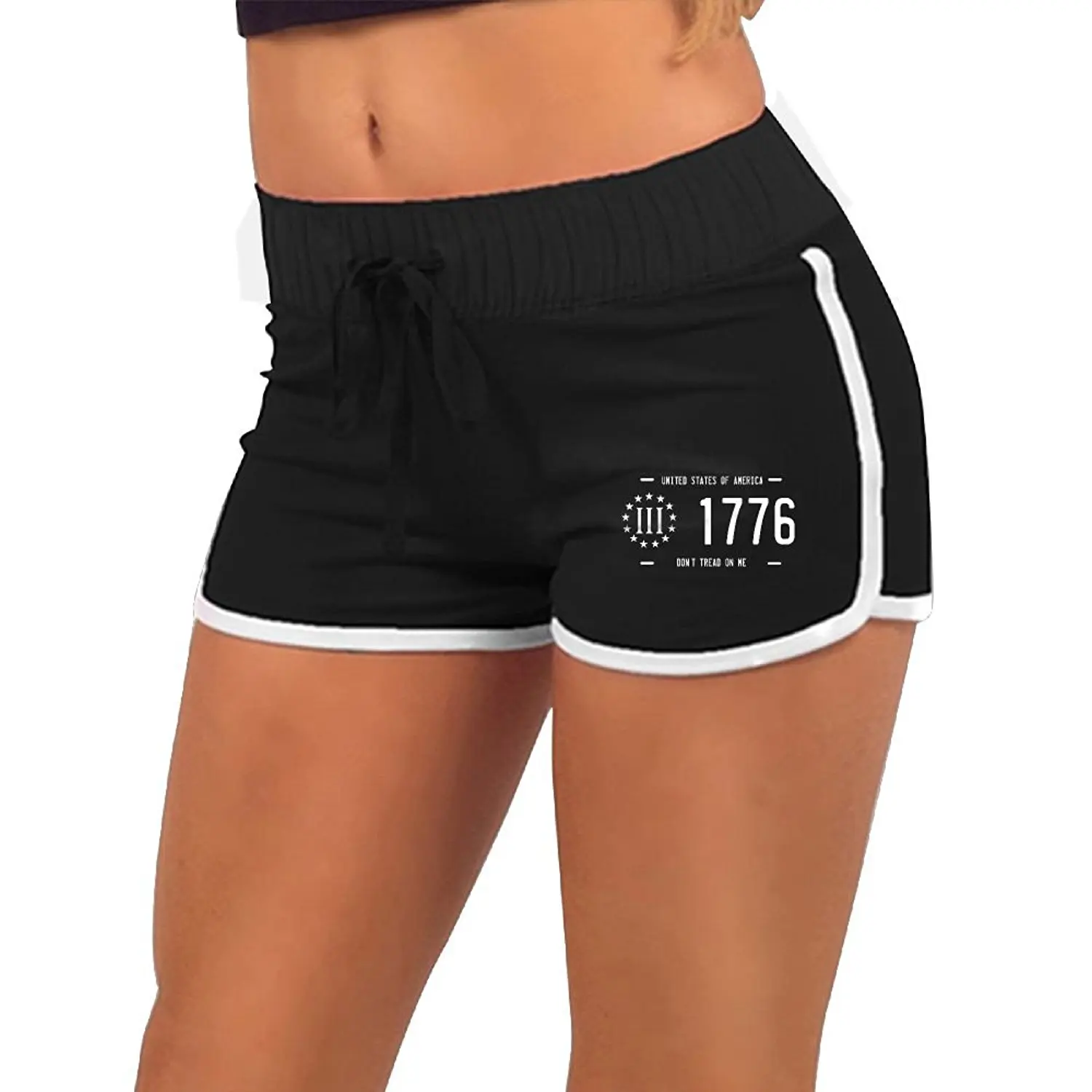 KENYYIOP Three Percenter 1776 Womens Yoga Shorts Workout Shorts Summer Pants Running Shorts Drawstring Waist Running Shorts