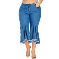 

90623-MX113 latest design boot cut big size xxxxxl jeans women