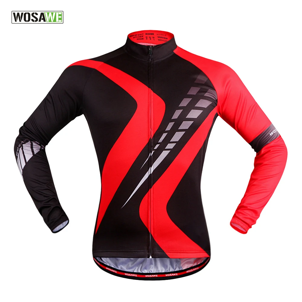 

WOSAWE Quick Dry Breathable Long Sleeve Cycling Jersey Spring & Autumn Bike Shirt Bicycle Wear Racing Riding Tops For Men, As picture or customized design