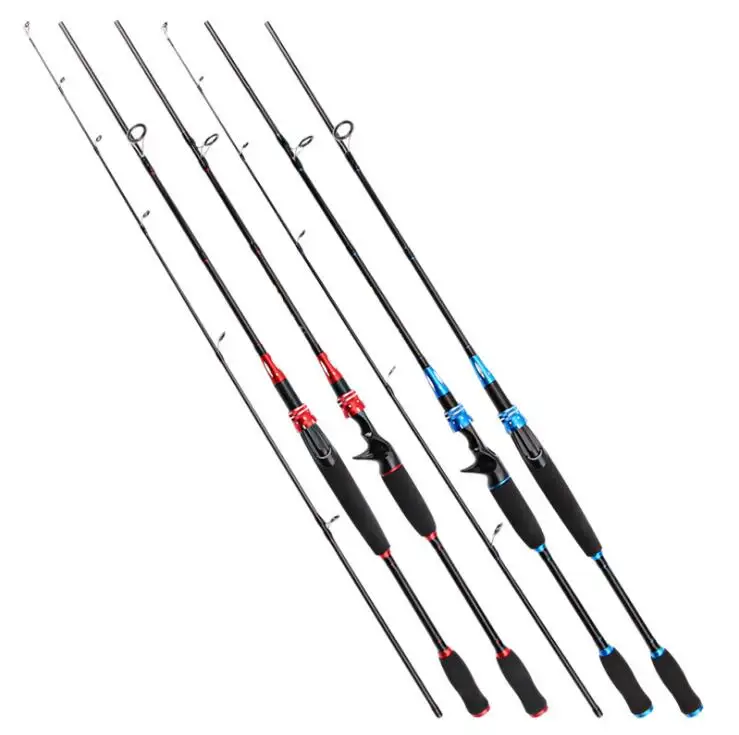 

1.8m 2.1m 2.4m Spinning Casting Wholesale Throwing Handle Fishing Carbon Rod, Blue/red