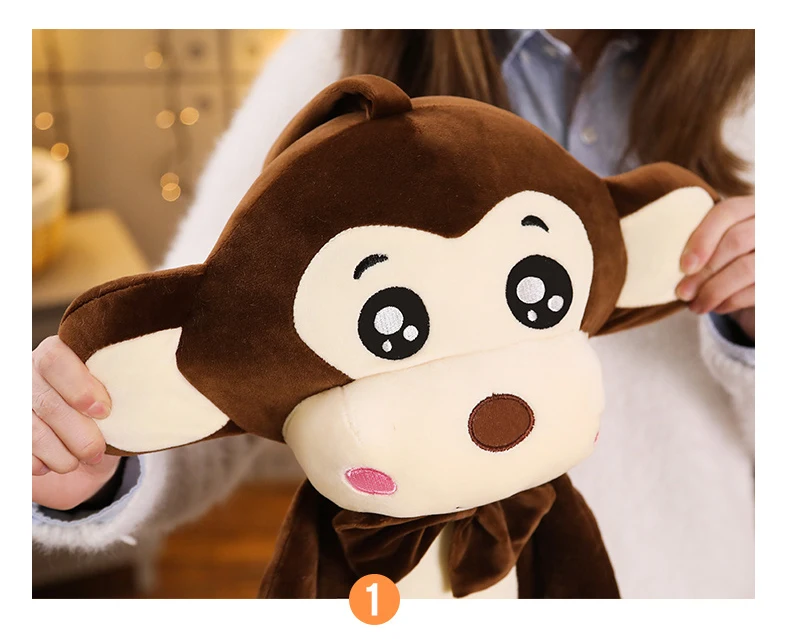 Brown Pink Monkey Plush Stuffed Toy Plush Hanging Monkey