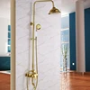 Luxury Bathroom Golden Shower Mixer Complete Set Single Lever 3 Functions Bath and Shower Faucet Tap with Rain 8 Inch Head