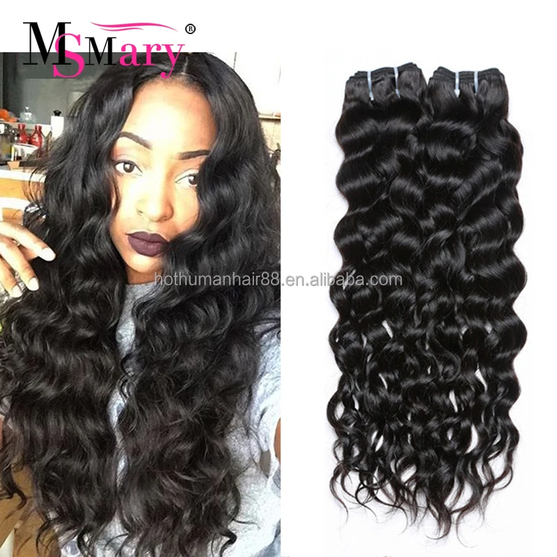 

Best Quality Water Wave Brazilian Virgin Hair Unprocessed Natural Wave 100 % Remy Human Hair Extensions, Natural color #1b