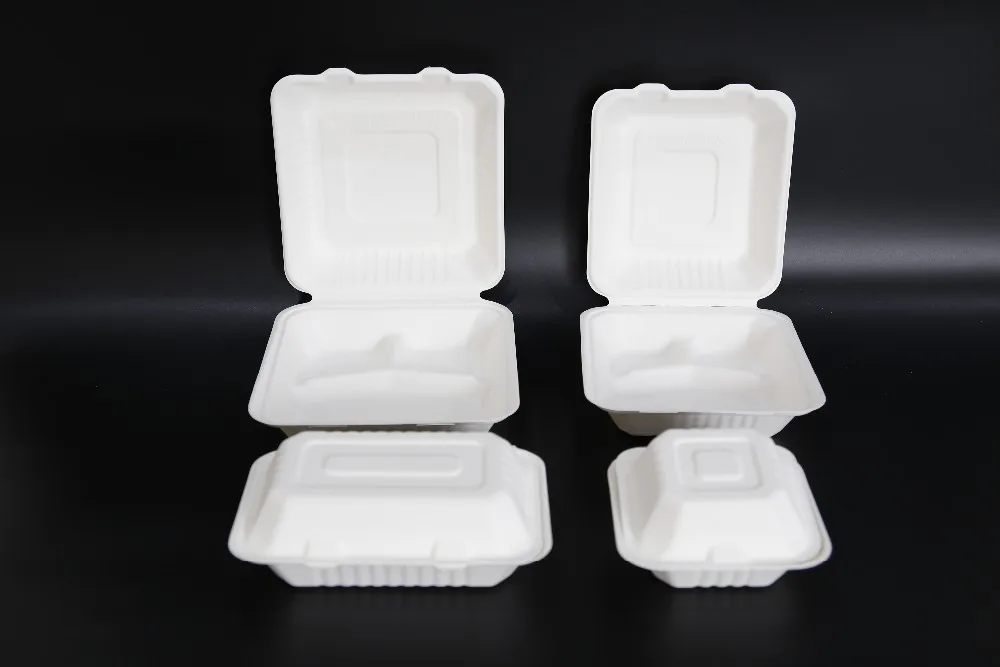 Eco Friendly Biodegradable 8 Inch Disposable Clamshell Lunch Box Packaging Lunch Box For Fast