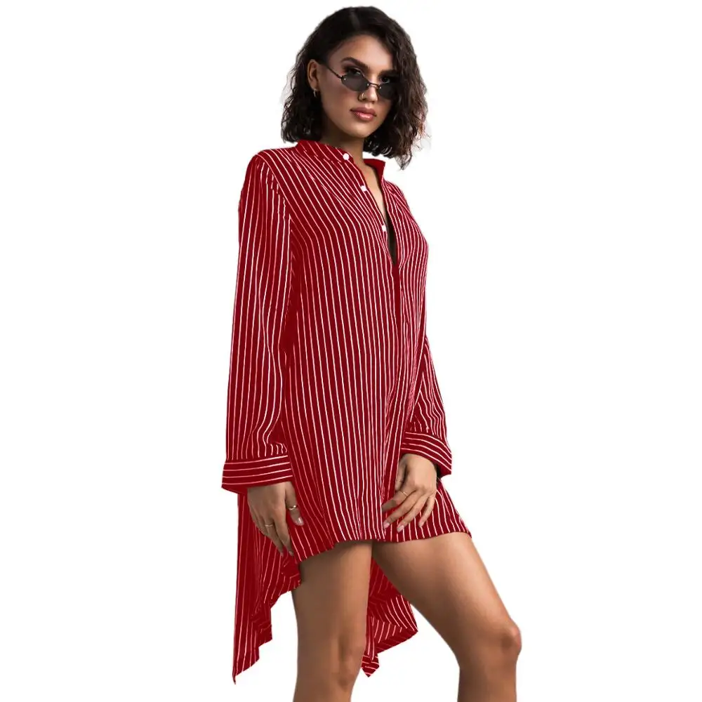 

8968 long sleeve ropa mujer blouse vertical stripe women blusas 2018, Black;red;blue
