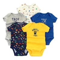

Hot sale Summer Newborn printed muslin cotton short sleeve baby boys clothes rompers