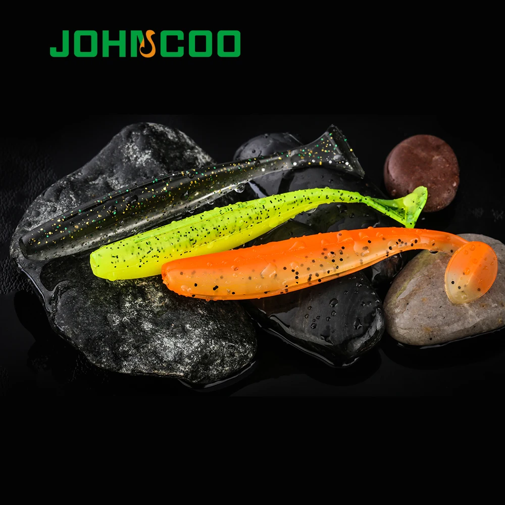 

JOHNCOO 6pcs 90mm 4.6g Soft Bait Shad Silicone Lure T-Tail Fishing Lure Easy Shiner Swimbait Artificial Wobblers Bass Pike Lure