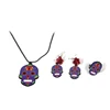 Day of the Dead Purple PVC Sugar Skull Beads Necklace,Earrings, Ring Women Jewelry Set