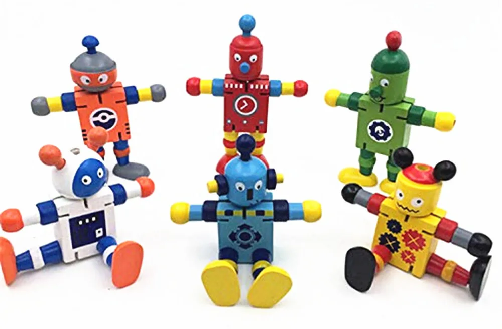 Hot Sale Green Wooden Children Toy Mini Robot