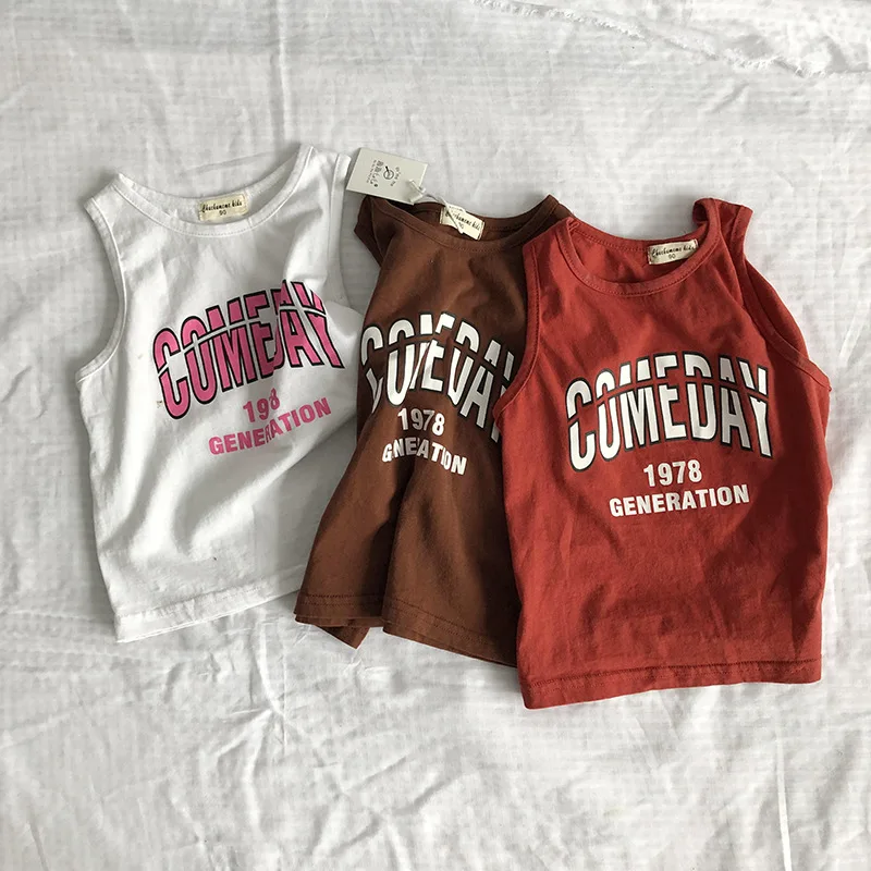 

2019 summer boys girls clothing running shirt Children's vest monogrammed vest baby sleeveless t shirt thin