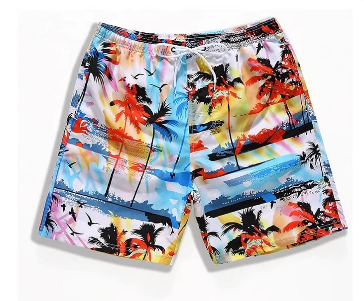 

Quality Low MOQ Men's Swim Trunks With Underpants Casual Beachwear Printed Beach Shorts Quick Dry Couples Swim Shorts, Print
