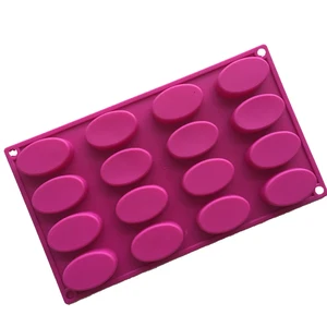 Image of 16 cavity oval shaped soap making mold silicone for soap