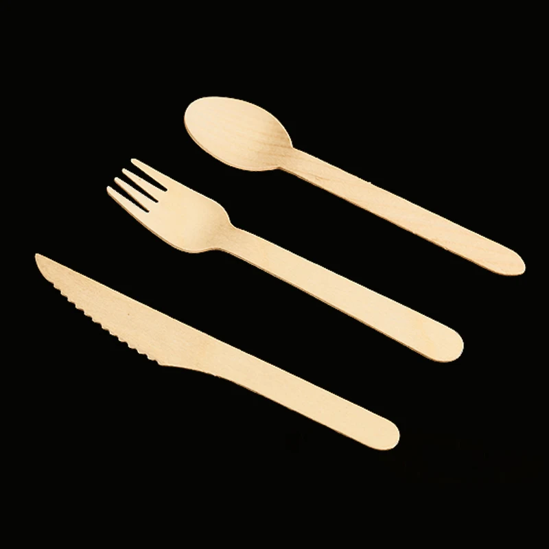 Customized Package Printed Natural Wood Cutlery Biodegradable A Grade